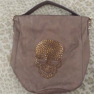 Skull brown faux leather purse